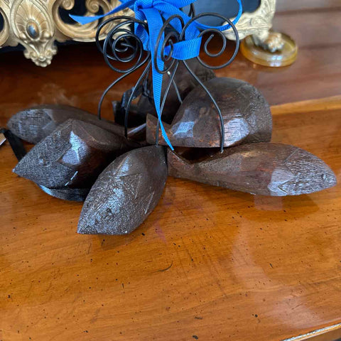 6 Wood Carved Fish Placecard Holders