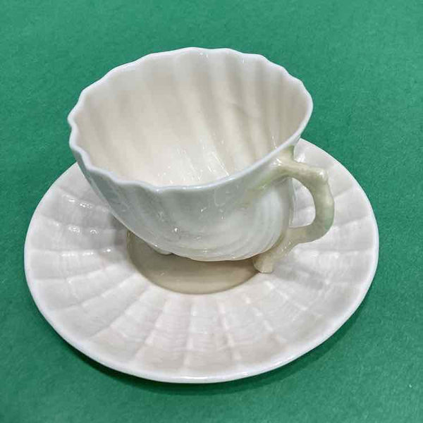 Belleek Cup,Saucer - shelled feet