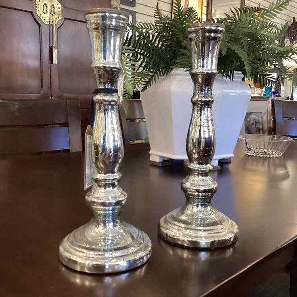 Pair Of Mercury Glass Candlesticks
