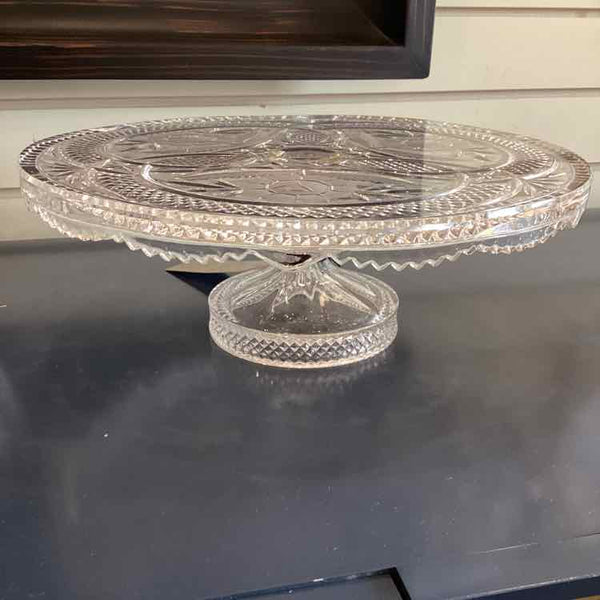 Vintage Clear Floral Cake Plate
