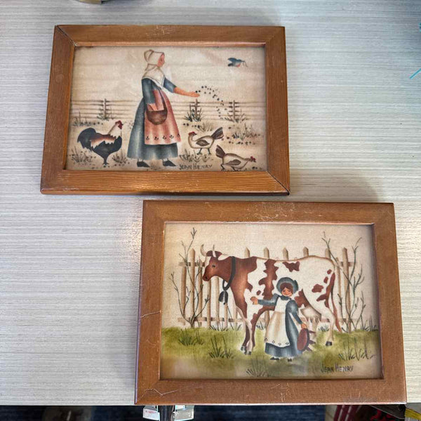 Pair of Antique Folk Art Pictures