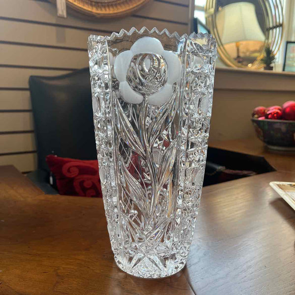 Leaded Crystal Etched Vase