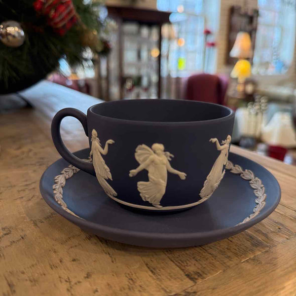 Dk. Blue Jasperware Cup/Saucer (Wedgwood)