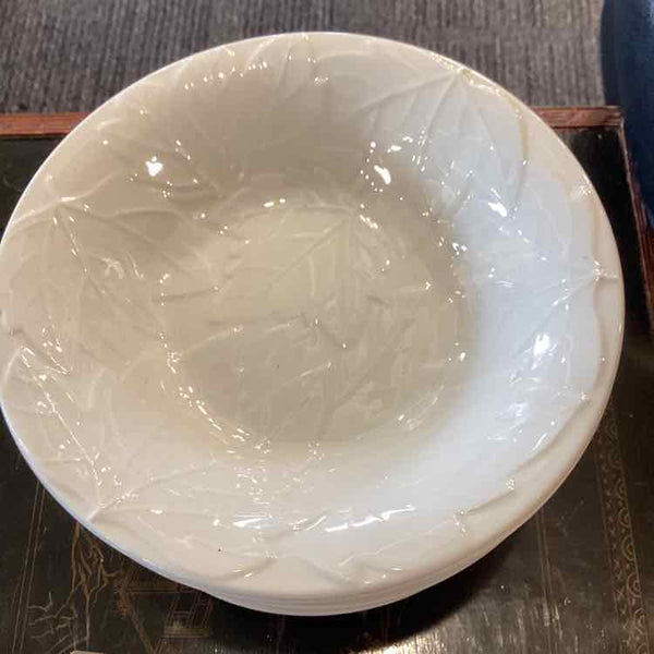 White Soup Bowls with Leaf Design