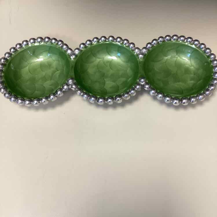 Green Enamel Three Section Tray