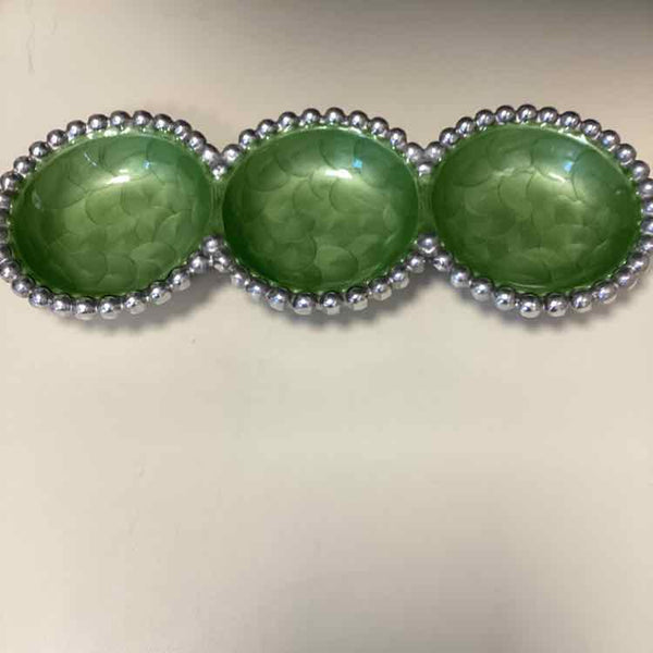 Green Enamel Three Section Tray