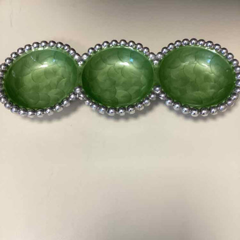 Green Enamel Three Section Tray