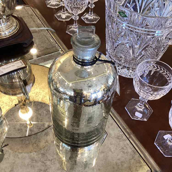 Distressed Mercury Glass  Capped Bottle