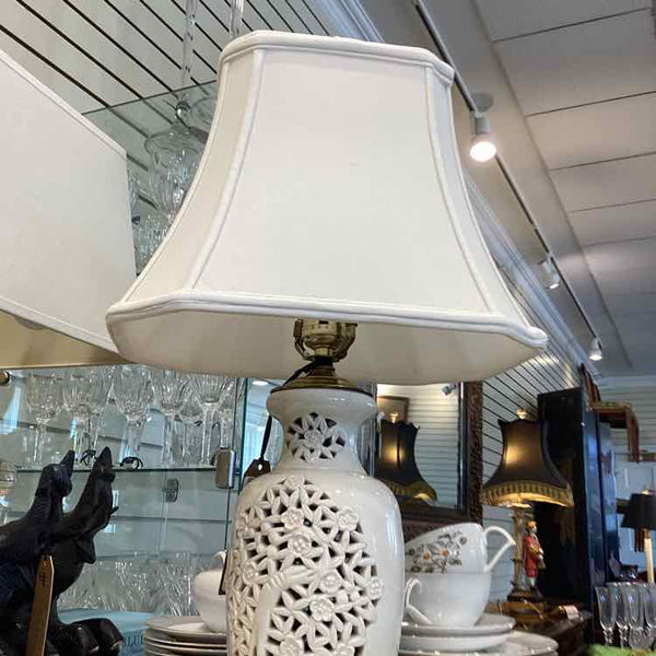 Lace Cut Ceramic Ivory Lamp
