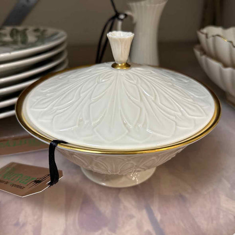Lenox Gold Leaf Trim Bowl with Lid