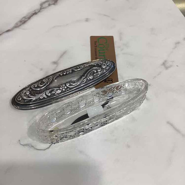 Antique Sterling Silver Crystal Trinket Box