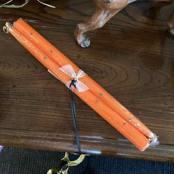 Pair Orange Halloween Candles