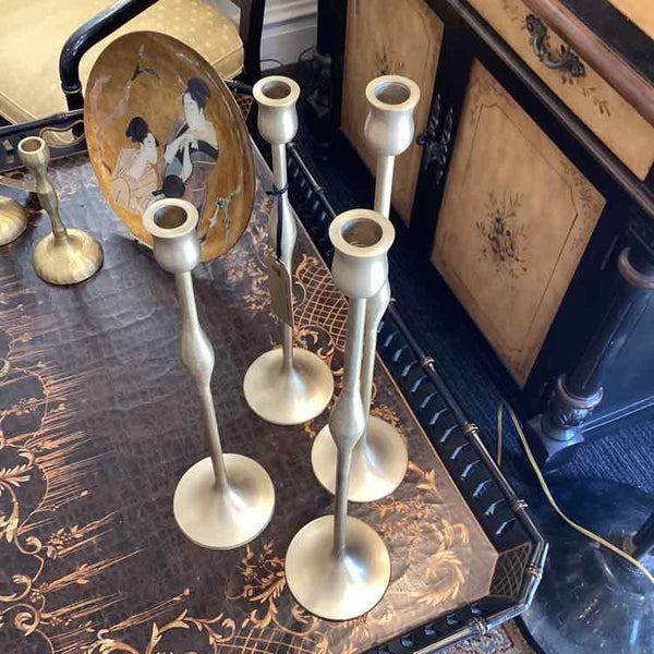 Set of 4 Soft Gold Tall Taper Holders