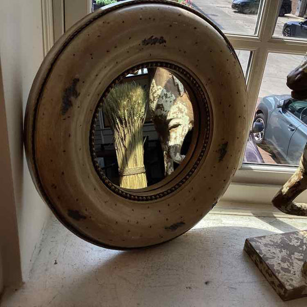 Heavy Round Wood Mirror