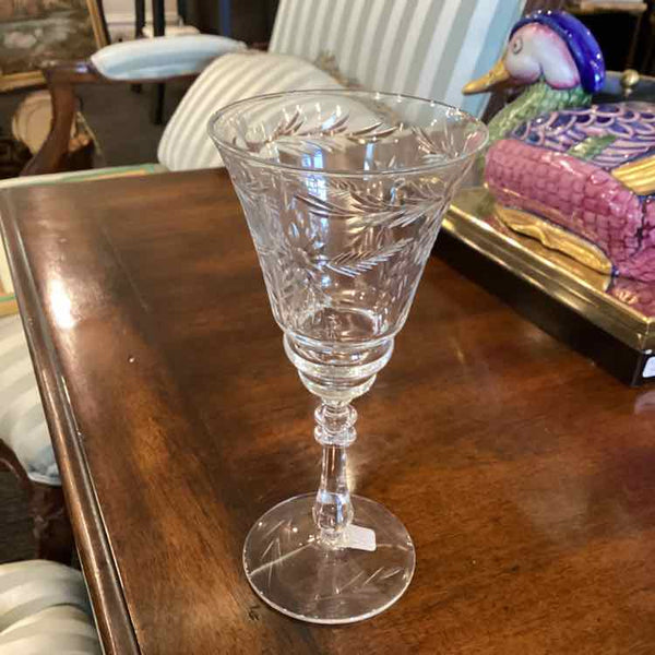Ten Etched Crystal Wine Glasses