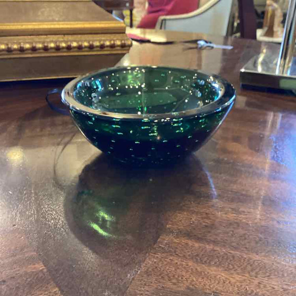 Murano Green Bubble Glass Bowl