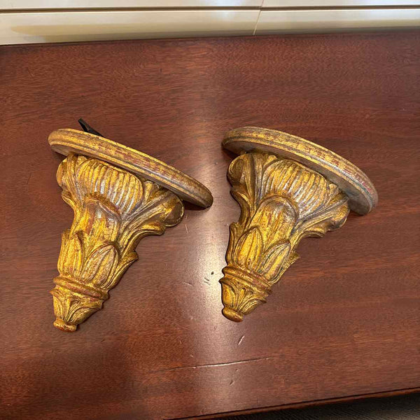 Pair Of Italian Florentine Wall Shelves