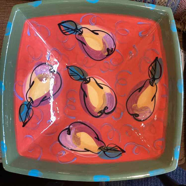 Hand Painted Square Pottery Bowl