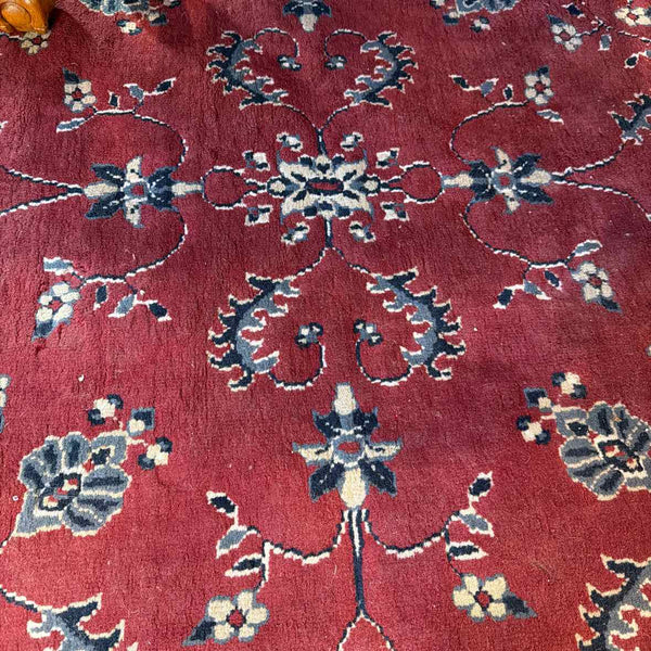 Blue/Red Leaf & Floral Print Rug