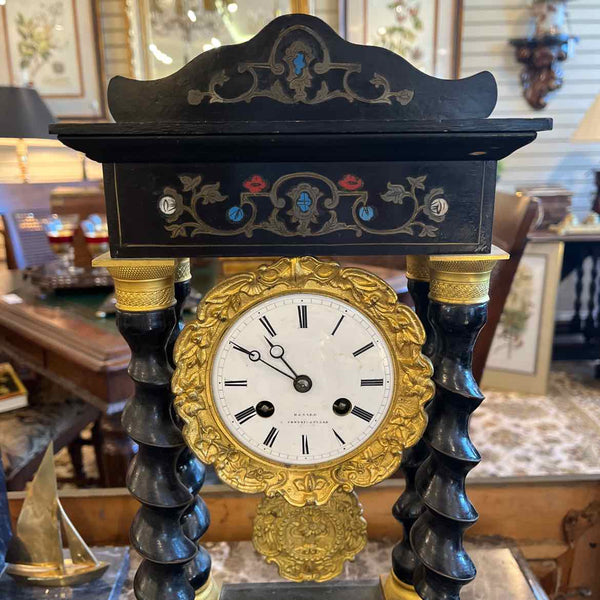 Antique Napoleon Wood Column Clock