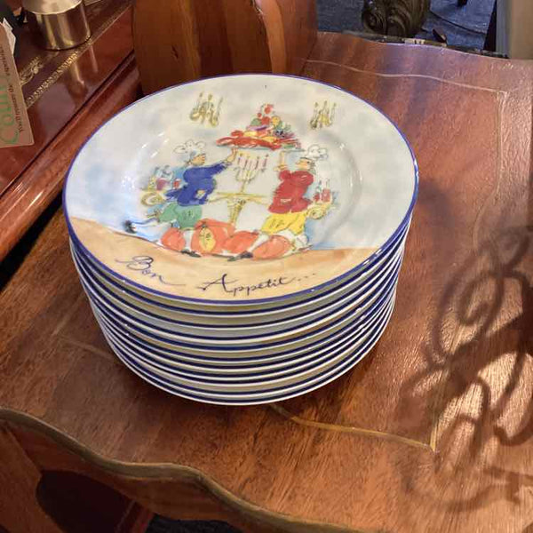 Set Of Eleven French Scenic Plates