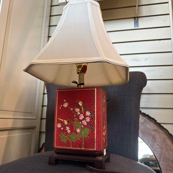 Red Asian Lamp With Shade