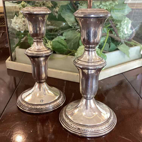 Pair Weighted Sterling Candleholders