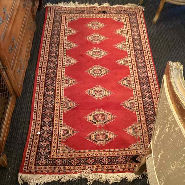 "As Is" Red And Black Pakistan Handknotted Rug