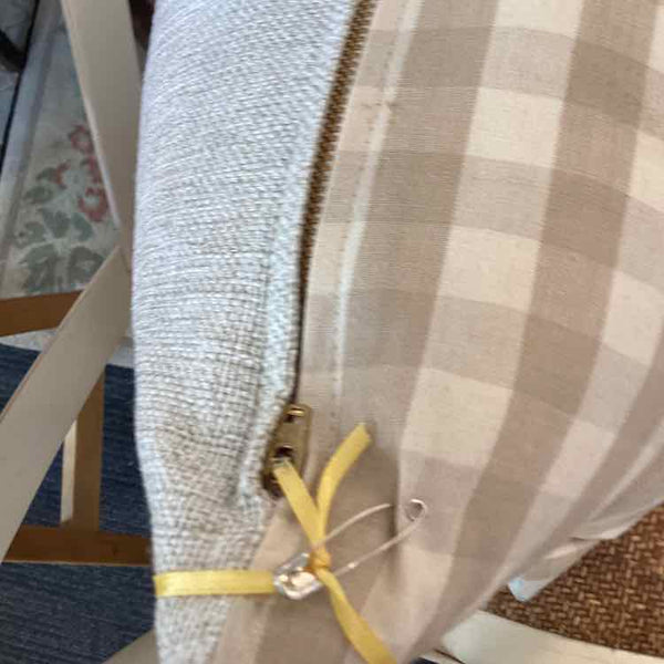 Tan And Cream Checked Pillow/Down