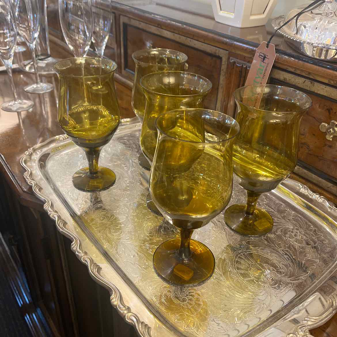5 Amber Wine Glasses (Danby)