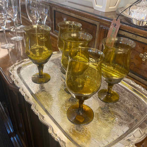 5 Amber Wine Glasses (Danby)