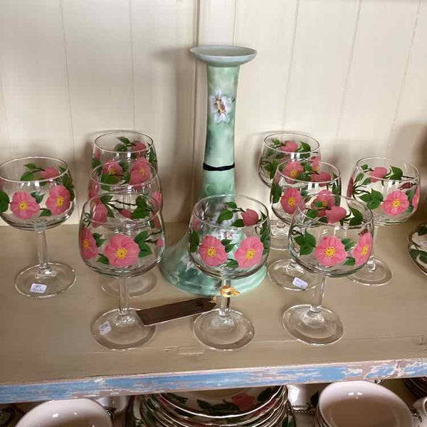 Nine Franciscan "Desert Rose" Wine Glasses
