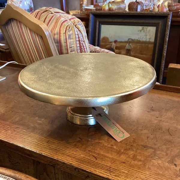 Gold Metal Footed Cake Plate