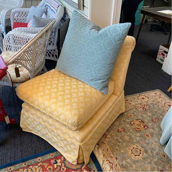 Yellow And White Slipper Chair