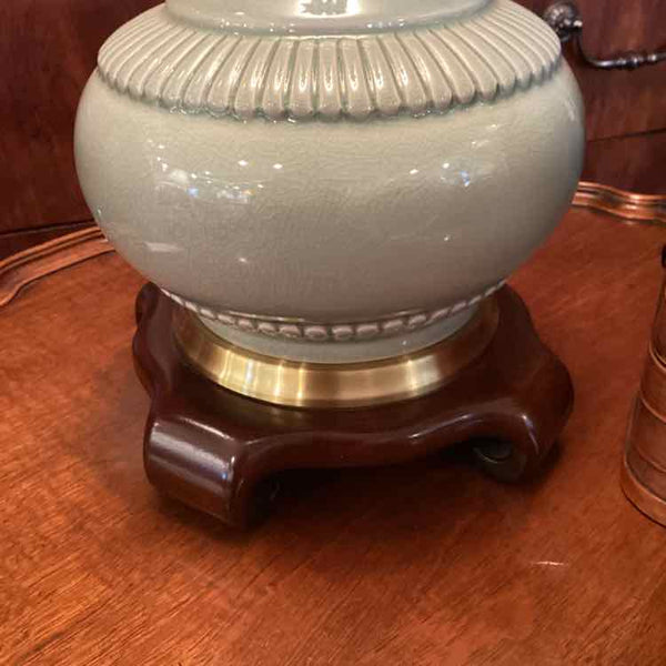 Sea Green Lamp w/Cream Shade