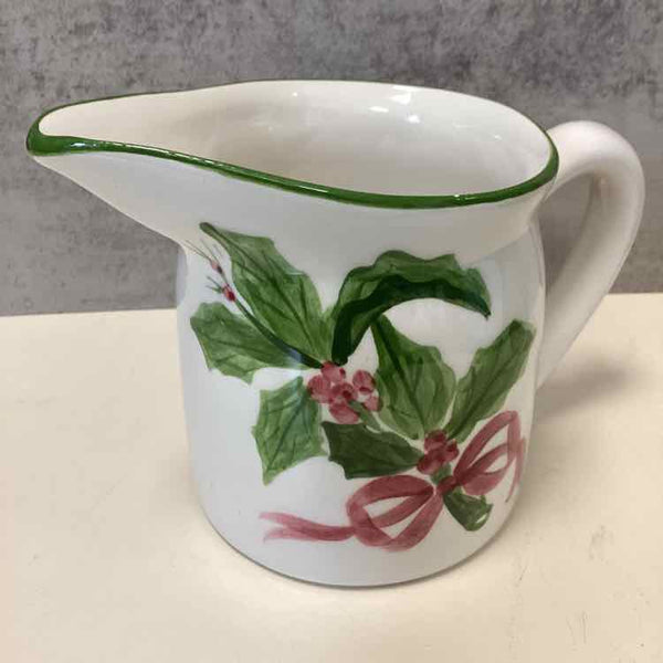 "As Is" 7" Holly Berry Ceramic Pitcher (small chip)