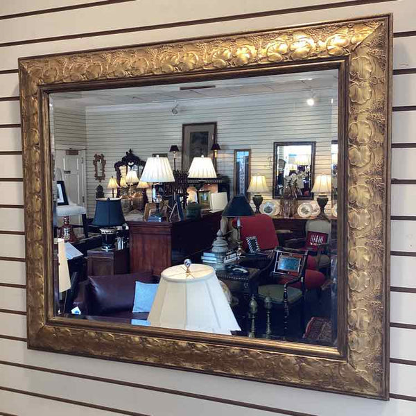 Beveled Gingo Leaf Gold Framed Mirror