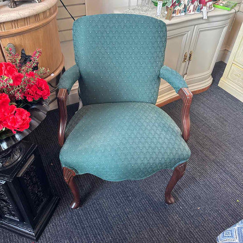 Green Sidearm Queen Ann Chair