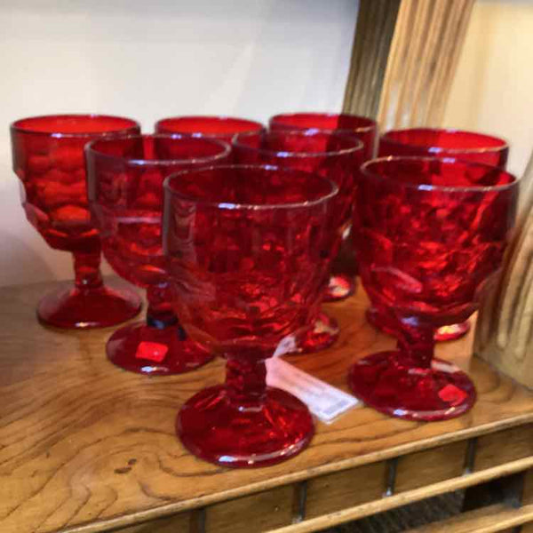Viking Georgian Ruby Red Goblets, Set of 8 by Anchor Hocking