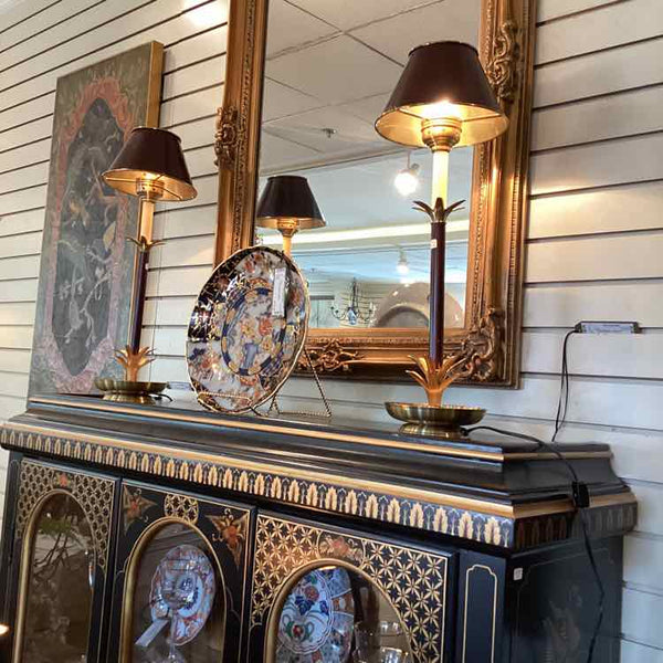 Pair of Candlestick Lamps with Pineapple Motif