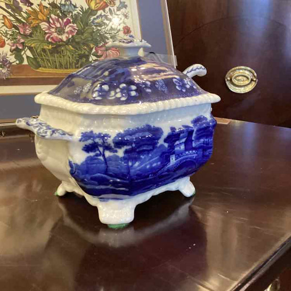 Spode 3 Piece Sauce Dish, Lid, & Ladle