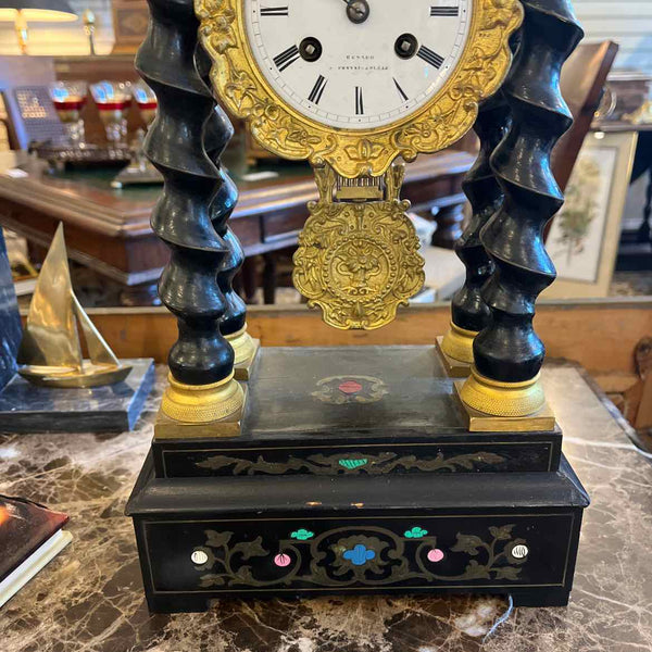 Antique Napoleon Wood Column Clock