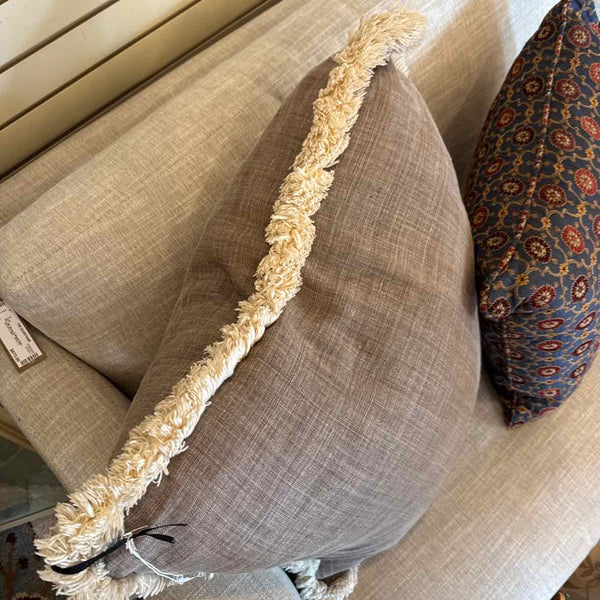 Taupe Pillow With Fringe