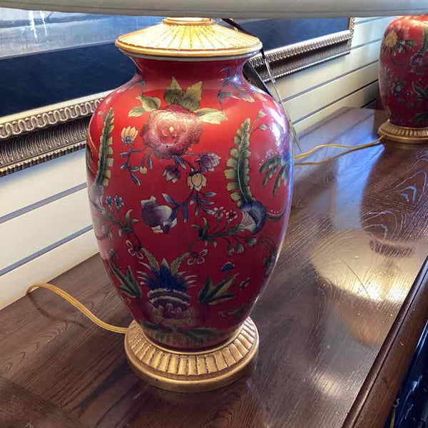 Pair of Red Porcelain Ginger Jar Lamps