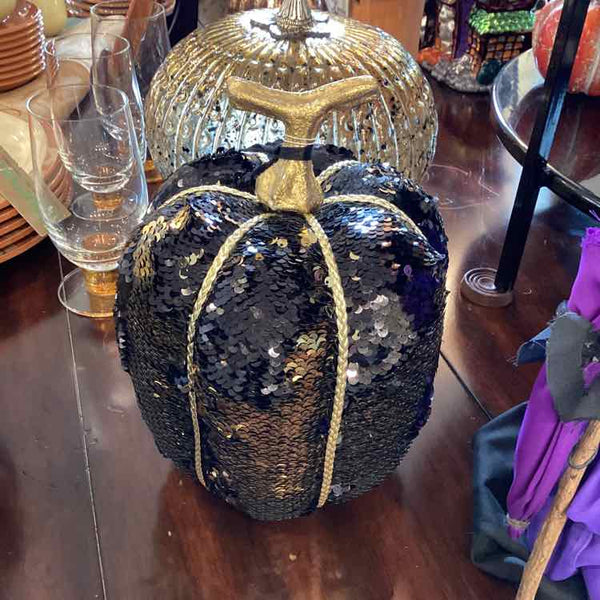 Black And Gold Sequin Pumpkin