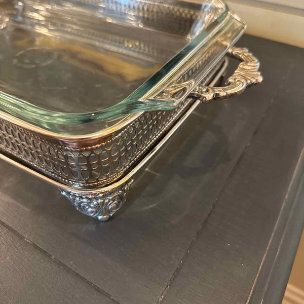 Silverplate & Glass Casserole Dish
