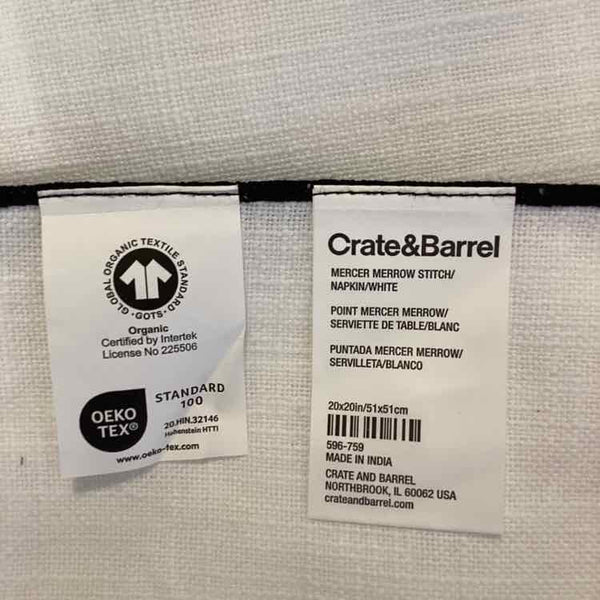 4 Cream Napkins w/ letter J (Crate & Barrel)