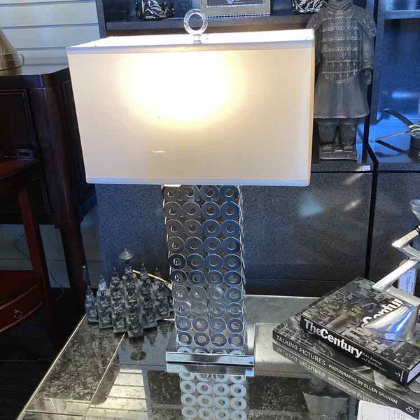 17x9x29" Silver Circled Lamp