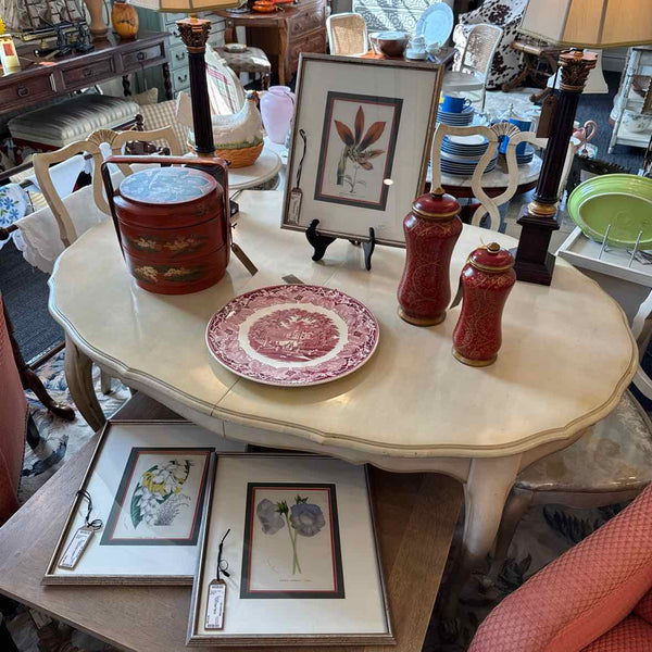 Vintage French Dining Table with 6 Chairs and 2 Leaves
