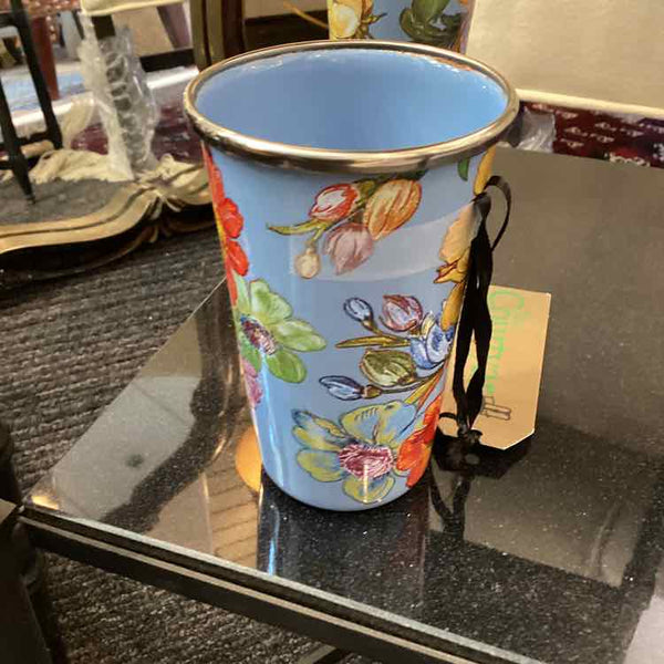 Blue Flowered Mackenzie-Childs Tumbler